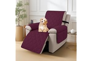 Ystyle Copripoltrona 1 Posto Relax Reclinabile, 100% Impermeabile Copri Poltrona con Braccioli, Copripoltrone con Fascia Elastica, Copridivano Reclinabile, Borgogna