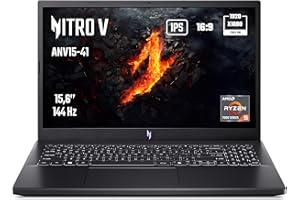 ACER Nitro V ANV15-41-R5AY, Ordinateur Portable Gaming 15,6'' Full HD IPS 144 Hz, PC Portable Gamer (AMD Ryzen 5 7535HS, NVIDIA GeForce RTX 4050, RAM 16 Go, 512 Go SSD, Windows 11 Home) Gaming Noir