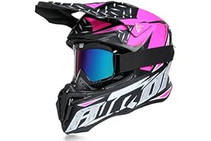 BCBKD Motocross Helmet with Goggles Dual Sport Motorcycle Full Face Off Road Helmet DOT/ECE Approved MX MTB BMX ATV Off-Road Street Dirt Bike Downhill Enduro Helmet for Adult Men Women Matte Pink,M