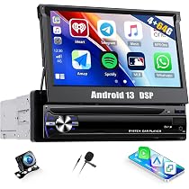 Camecho Autoradio MIT Display 1 Din Autoradio Mit 7 Zoll Ausfahrbarem Touchscreen - Bluetooth, Mirror Link, Rückfahrkamera & Lenkradsteuerung Rückfahrkamera Lenkradsteuerung