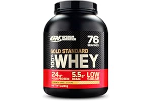 Optimum Nutrition Gold Standard 100% Whey, Proteína, Sabor Crema de Vainilla Francesa, 2.28kg, 76 Servicios