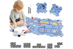 DUOLEEY Pista Macchinine per Bambini DIY Pista del Puzzl DIY Rotta Gioco Giocattolo Educativi Regalo Giochi Bambini 2 3 4 5 6 Anni (Spazio)