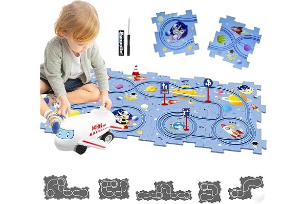 Spår för barnbilar DIY Pusselbana DIY Route Leksaksleksak Pedagogiska Gåva Barnspel 2 3 4 5 6 År (Plats)