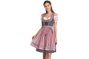 KOJOOIN Dirndl Robe Traditionnelle Courte pour Femme 3 pièces. Dirndl midi pour Oktoberfest(Emballage réutilisable)