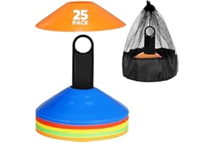 ‎GHB GHB Hütchen 25er Fussball Hütchen Fußball zubehör Slalom Hütchen Markierungshütchen für Fussball Training Agilität Geschenk Jungen Kinder Spieler mit Halter und Tragetasche