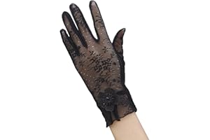 EXCHIC Mujer Guantes y Manoplas Encaje Protección UV de Respirantes Corto Guantes