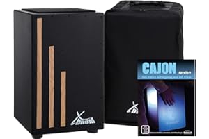 XDrum Cajon Primero Negra - Cassa percussiva incl. borsa zaino e scuola - Cassa con suono snare - Cassa in legno con gigbag