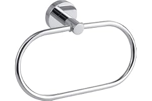 tesa SMOOZ handduksring - 185 mm x 130 mm x 50 mm | Oval handduksring för väggmontering utan borrning - av förkromad metall - inkl. självhäftande fäste
