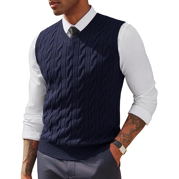KTWOLEN Heren mouwloze truien V-hals trui vesten klassieke zakelijke gebreide vest slim fit wolmix gilet casual gebreide tanktop, A-zwart, M