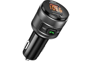 Vorstik Transmisor de FM, Bluetooth para Coche, Adaptador de Radio, Manos Libres mM3 Mechero con QC3.0, Cargador Doble USB.