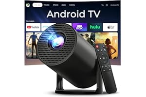 LYNCAST Mini Vidéoprojecteur Supporte 1080P 4K Full HD avec Wi-FI 6 & Bluetooth 5.4, Android 11 Apps intégrées Video Projecteur, Auto Keystone Portable Smart Projector pour HDMI/iOS/USB OptiBarrel 500 Noir