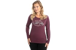 ROADSIGN australia Damen Langarmshirt mit Aufdruck auf der Vorderseite und Rundhalsausschnitt, Sweater aus 100 Prozent Baumwolle