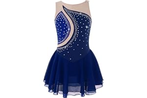 Alvivi Figure Skating Dress Girls Ballet Dress with Rhinestone Roller Skate Dress Competition Gymnastics Dance Dress Gymnastics Leotard