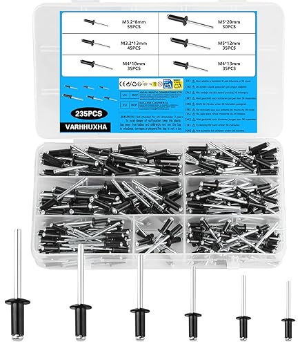 KOTARBAU Assortiment de 400 rivets aveugles en aluminium 2,4/3,2/4,0/4,8 mm