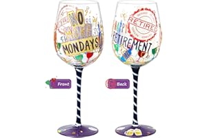 NymphFable Copa de Vino Pintada a Mano Feliz Vida Jubilada Copa de Vino Tinto 15oz Regalo para Familia o Amigo (1 unidad)