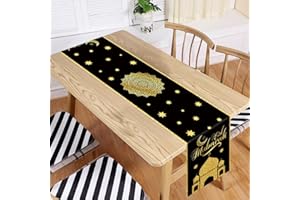 AVISKI Eid Mubarak Table Runner Table Decorations - Ramadan Mosque Lantern Islamic Happy Eid 2024 Party Supplies Decorations, 180×35cm
