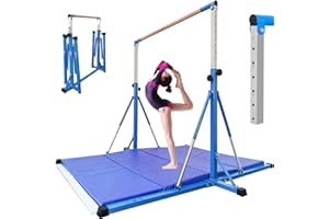 FC FUNCHEER Gymnastic bar for Kids Ages 5-20 Gymnastic Horizontal bar Gymnastic kip bar - Height 35.4" to 59"/45" to 71" - 5FT/6FT Base Length - Super Sturdy Gymnastic Equipment for Home and Gym