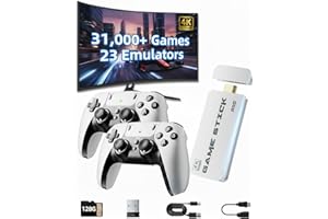 Retro Games Console, XYELLOWICON 2026 Retro Game Stick, 4K HDMI with 31,000+ Built-in Classic Games, 2 Wireless Controllers, 23 Emulators & 128GB Memory