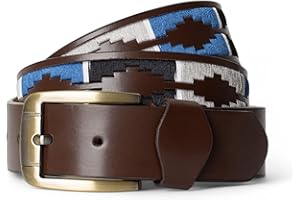 Winston Hide Leather Belts for Men, Brown and Black Embroidered Designer Mens Belt, Genuine Leather Brown Polo Belt with Classy Colourful Stitching for Mens