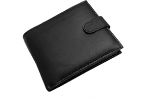 ODS:UK Mens RFID Blocking Safe Soft Leather Tri Fold Wallet Card Slots Id Window and Coin Pocket (Carbon Black)