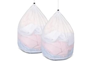 AiQInu 2 Pezzi Retina per Lavatrice, 40 x 30cm Sacchetti Lavatrice Biancheria in Rete, Sacco Biancheria Sporca con Coulisse, Sacchetto Scarpe Lavatrice