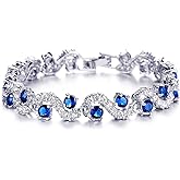 Shining Diva Fashion Royal Blue Crystal CZ Silver Plated Stylish Bracelet Gifts for Girls Women(9576b)