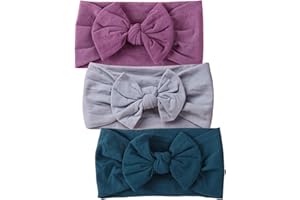 Hocaies Fasce Bambina Neonata Elastica Fascia Neonato fasce per bambini fiocchi Fasce Capelli Bambina Fascia Bambina Accessori Fasce (3 Pezzi - A)