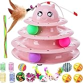 Speedy Panther 14 Pack Cat Toys Interactive For Indoor Cats Kitten Toy Fun Roller Exerciser 3 Level Cat Teaser Ball Toys Cat Feather Wand Toy