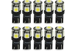 Safego W5W LED T10 194 168 5 SMD 5050 LED Auto Lampadine Bianco LED Luci dell'automobile Bulb Diretto Replacment e Reverse per Auto RV Interni Segnale Cuneo Tipo 12V (10 pezzi)
