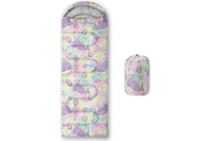 HOSIMA Kids Sleeping Bag for Boys Girls,Black Cat Print-Lightweight Warm Portable Outdoor Indoor-Waterproof Cold Weather Resistant Sleeping Bag for Camping Hiking