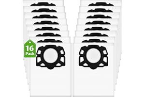 XUNIVERS Lot de 16 sacs d'aspirateur,sac aspirateur karchers,pour kärchers 2.863-006.0 sacs filtrants en non-tissé 487 wd4 wd5 wd6 wd5p wd6p premium mv4 mv5 mv6 sacs filtrants pour aspirateur humide et se