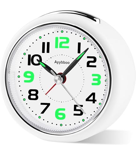 NEWTOP Mini Orologio Sveglia Molla Adesiva Rotonda Portatile Colorata Beep Allarme Tasto ON OFF Movimento Quarzo da Tavolo Comodino Analogica con Adesivo Sticker per Bambini Adulti (Rosa