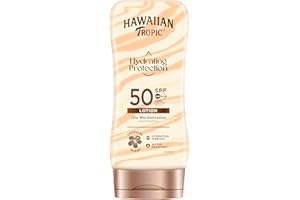 HAWAIIAN Tropic Hydrating Protection SPF 50 - Loción Solar Protectora con Cintas de Seda Hidratantes, Resistente al Agua hasta 12 Horas, Crema