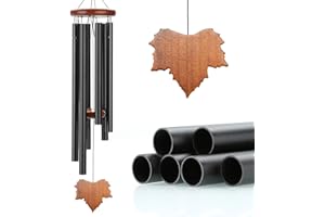 Carillons a Vent Exterieur, Exreizst 80cm Memorial Carillon a Vent Grand Ton Profond, 6 Tubes en Aluminium Creux Pleasant Melody Retro Decor pour Jardin, décoration de la Maison，Carillon koshi