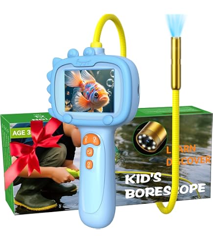 Daxiongmao Microscope portable pour enfants, 500 x microscope de poche portable pour enfants, 3 niveaux, lumières LED réglables, cadeau de Noël pour l'âge 3 4 5 6 7 8 filles garçons