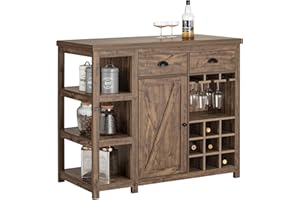 ‎SOBUY SoBuy SVW20-N Drewniana Wyspa Kuchenna Stolik Barowy Stół Jadalnia Szafka Kuchenna Regał do przechowywania Stojak na wino 2 szuflady 55x110x95cm