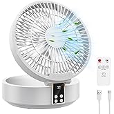 Ventilador de Mesa, USB Recargable Potente Silencioso Ventiladores, con Mando a Distancia, Pantalla LED, Rotaci&oacute;n de 120&deg;Osci