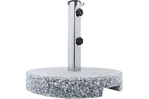 ‎ANATERRA Anaterra® Sonnenschirmständer - Granit, 20 kg, Rund, mit Griff, Adapter, Edelstahl, Grau - Schirmständer, Sonnenschirmsockel, Ständer für Sonnenschirm, Balkon, Terasse, Garten, Outdoor