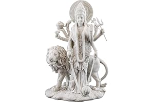 TOP COLLECTION Top Collezione 27,9 cm Durga Statua in Marmo Bianco Finitura – Divine Mother dea indù Scultura