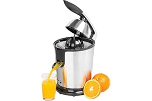 Fagor - Exprimidor eléctrico de palanca ZUMUX 300W. Exterior de acero inoxidable. Capacidad de 0,4L y dos conos incluidos. Regulador de pulpa y piezas aptas para lavavajillas. Base antideslizante.