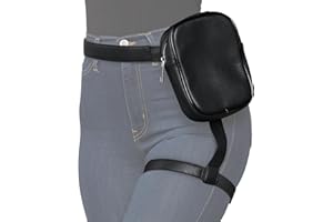 COLEXY Bolso De Pierna Mujer, Riñonera Pierna Moto, Riñoneras De Pierna para Moto Mujer, Bolso De Muslo Moto, Bolso De Pierna Moto Impermeable, Bolso De Cadera Mujer, Bolso De Arnés De Pierna (Negro)