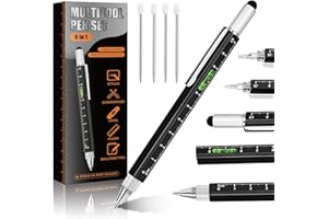 GHHFKGL Pen Gifts for Men, 6 in 1 Multitool Pen, Cool Gadgets Tools for Men, Birthday Gifts for Men Who Have Everything, Unique Gifts for Men, Husband, Grandpa, Engineer, Handyman (Black)