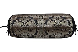 Stylo Culture Indian Polydupion Zylindrischer Yoga Bolster Kissenbezug Schwarz Gold Zylindrische Runde Brokat Großes Sofa Runde Zylinder Kissenbezüge (1 Stück) | 30 x 15 Zoll (76 x 38 cm)