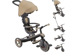 Globber Explorer Trike 4 in 1 Balance Bike Ride with Parent Handle - 10 Months Plus - 2 Year Warranty (Sand)