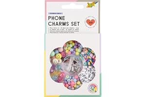 Folia 32029 - Phone Charms Set Rainbow Smile, Set de Perles avec boîte de Rangement, 349 pièces avec Perles Mini-Disc, Perles Smiley, pendentifs etc.
