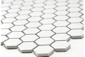 MOSAIK-NETZWERK Mosaico della rete mosaico Flies matrimonio xagon Tinta Unita Bianco Opaco Ceramica Mosaico Piastrelle da parete a specchio piatto doccia