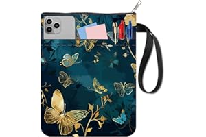CRASPIRE Housse de Protection pour Livre en Tissu avec Papillons Dorés Protection pour Livre Carnet de Notes avec Fermeture Éclair et Pochette Supplémentaire pour les Amoureux des Livres Sac Étanche