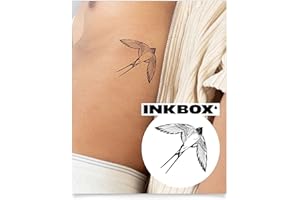 Inkbox Temporary Tattoos, Semi-Permanent Tattoo, One Premium Easy Long Lasting, Waterproof Temp Tattoo with For Now Ink - Lasts 1-2 Weeks, Hirundo, 4 x 4 in