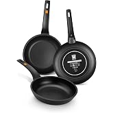 BRA Efficient | Set of 3 frying pans, 20-24-28 cm | Cast aluminium with non-stick coating, suitable for all hob types includi