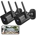 Septekon Security Camera Outdoor CCTV Camera Wireless 2 Pack, 2K Dual Antenna WiFi Home Surveillance Cameras with IP66 Waterproof, Night Vision, AI Motion Detection, 2-Way Audio, Black